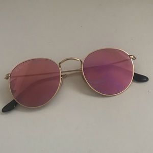 Pink reflective round raybans